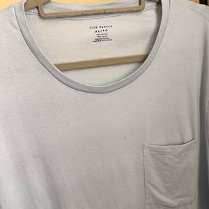 Club Monaco baby blue short sleeve tee with pocket